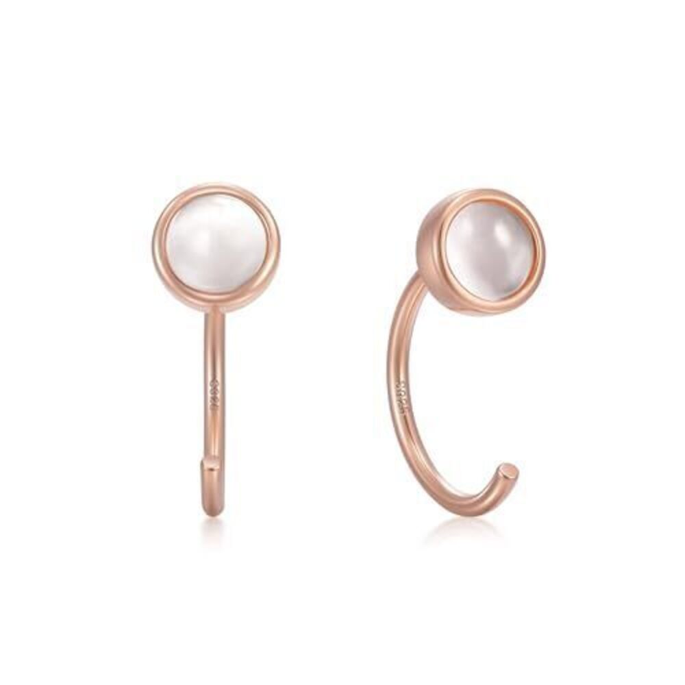 9475 Backless Earrings 18K Rose Gold Plated 925 Sterling Silver Half Huggie